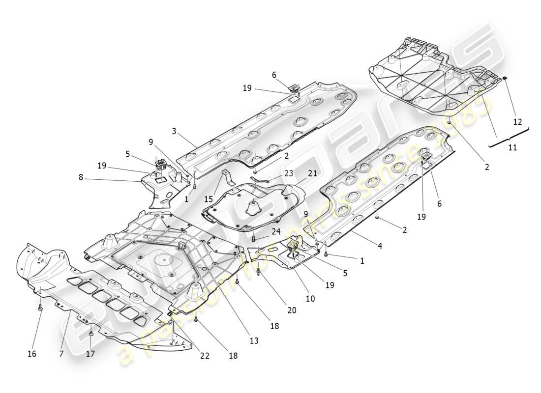 maserati qtp 3.0 tds v6 275hp (2015) schema delle parti delle protezioni sottoscocca e sottopavimento