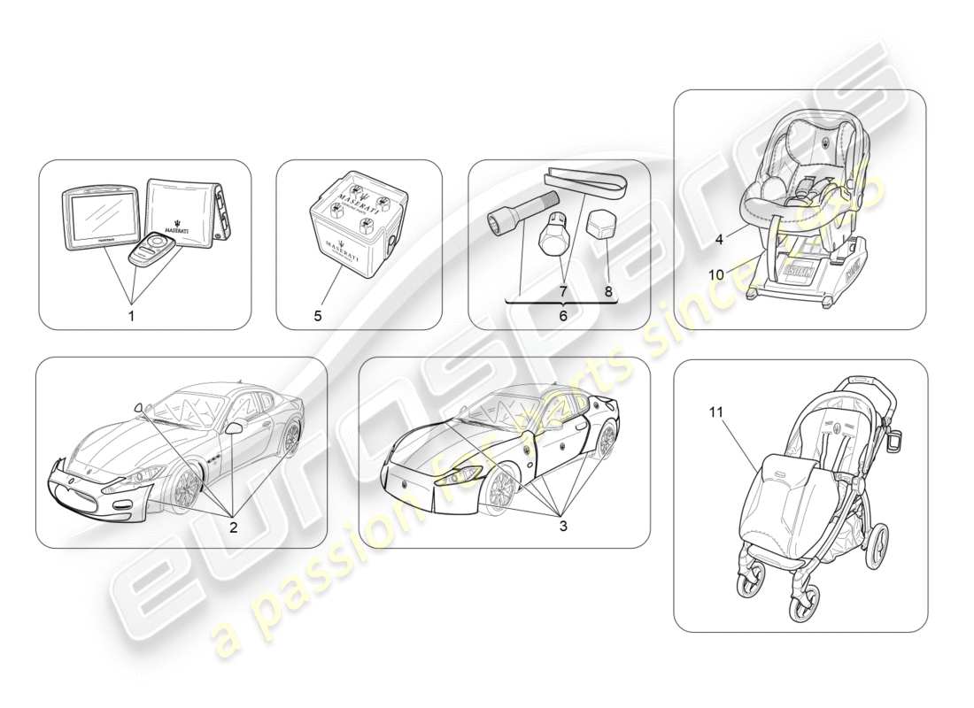maserati granturismo (2011) accessori post-vendita diagramma delle parti