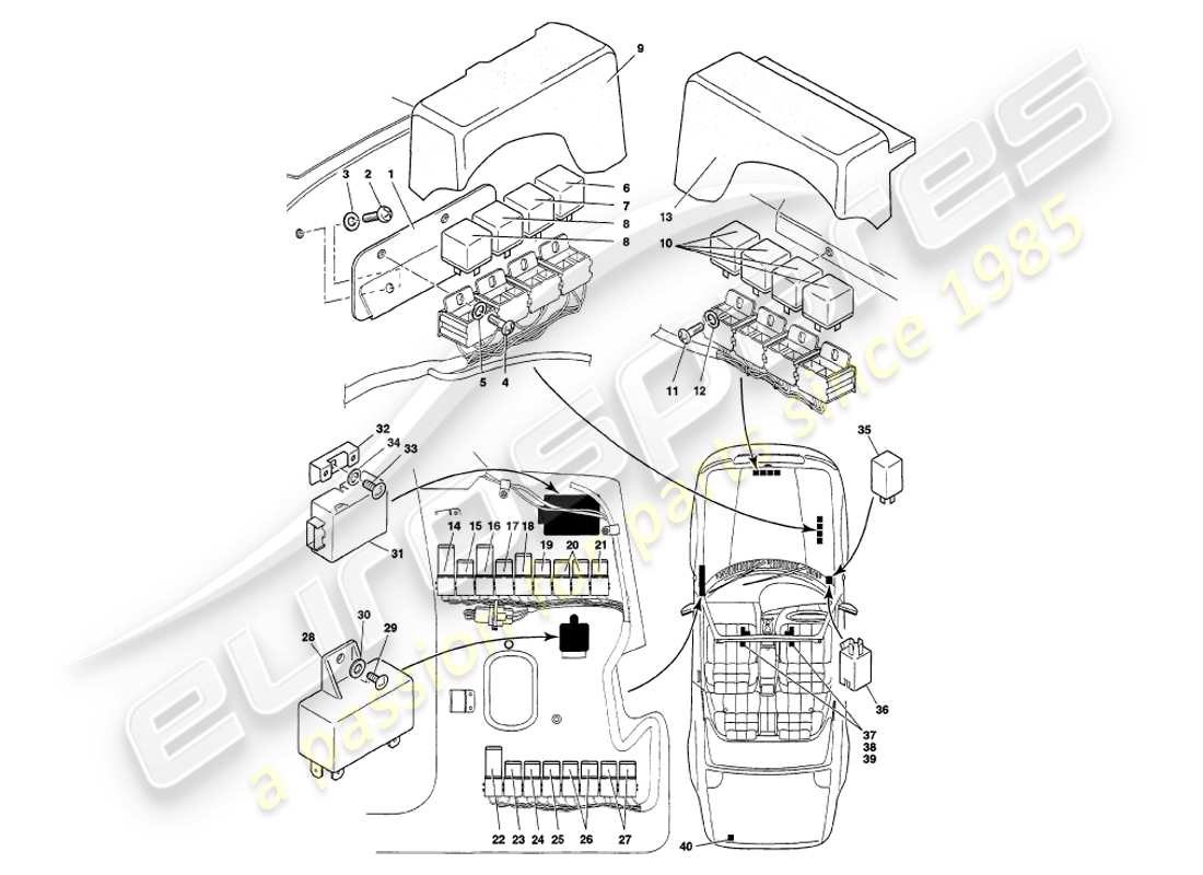 aston martin v8 volante (1998) relè, diagramma delle parti su vin 89026