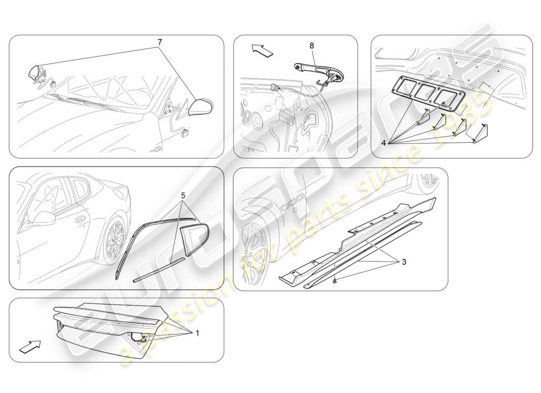 maserati granturismo (2011) diagramma delle parti degli accessori aftermarket