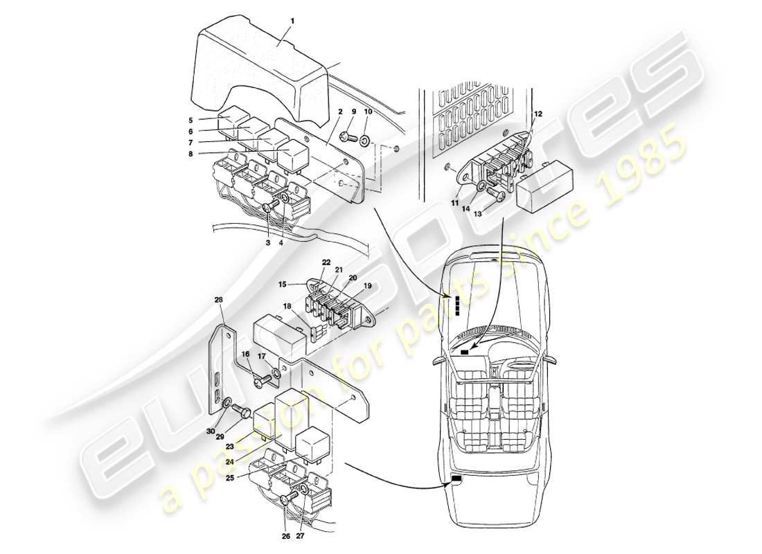 aston martin v8 volante (1998) relè, vin 89027 sul diagramma delle parti