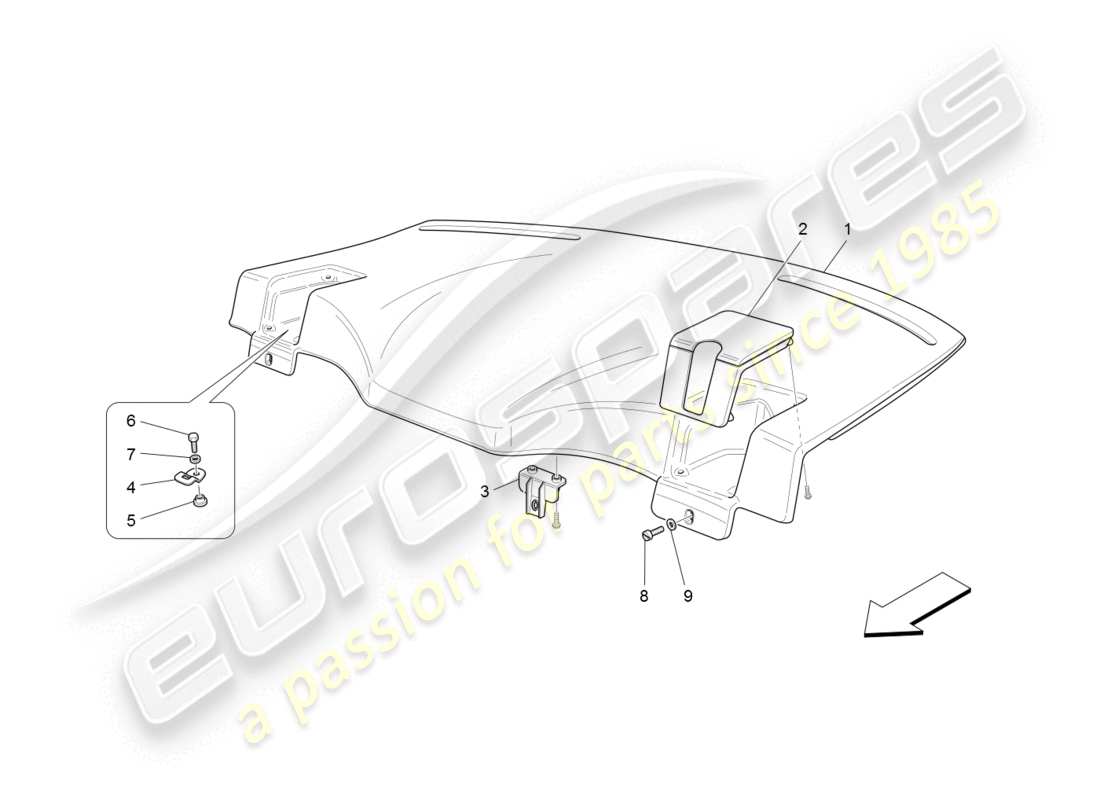 maserati granturismo (2008) ripiano posteriore diagramma delle parti