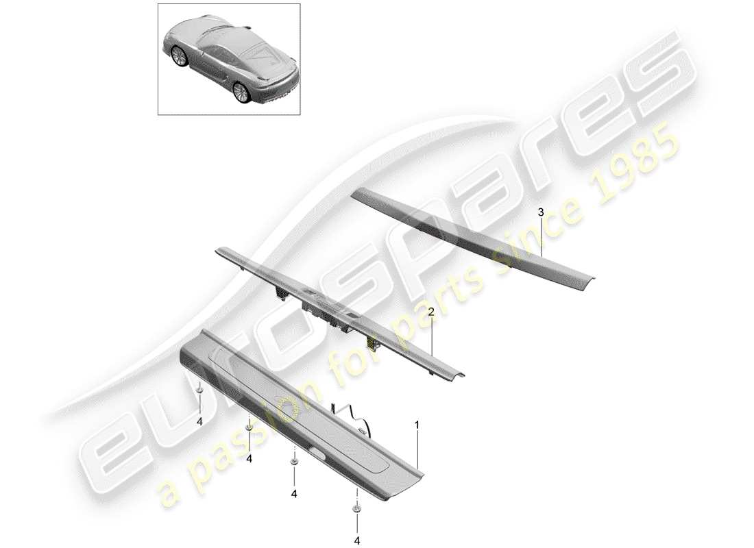 porsche 2016 (981 cayman gt4) battitacco - pannello sottoporta diagramma delle parti