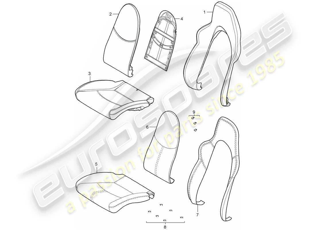 porsche 2007 (997-1 gt3) parte in schiuma diagramma delle parti