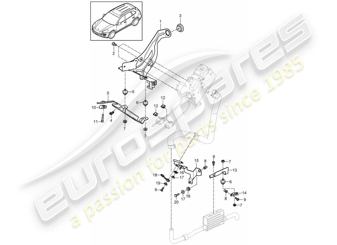 porsche 2013 (cayenne e2 92a) staffa schema delle parti