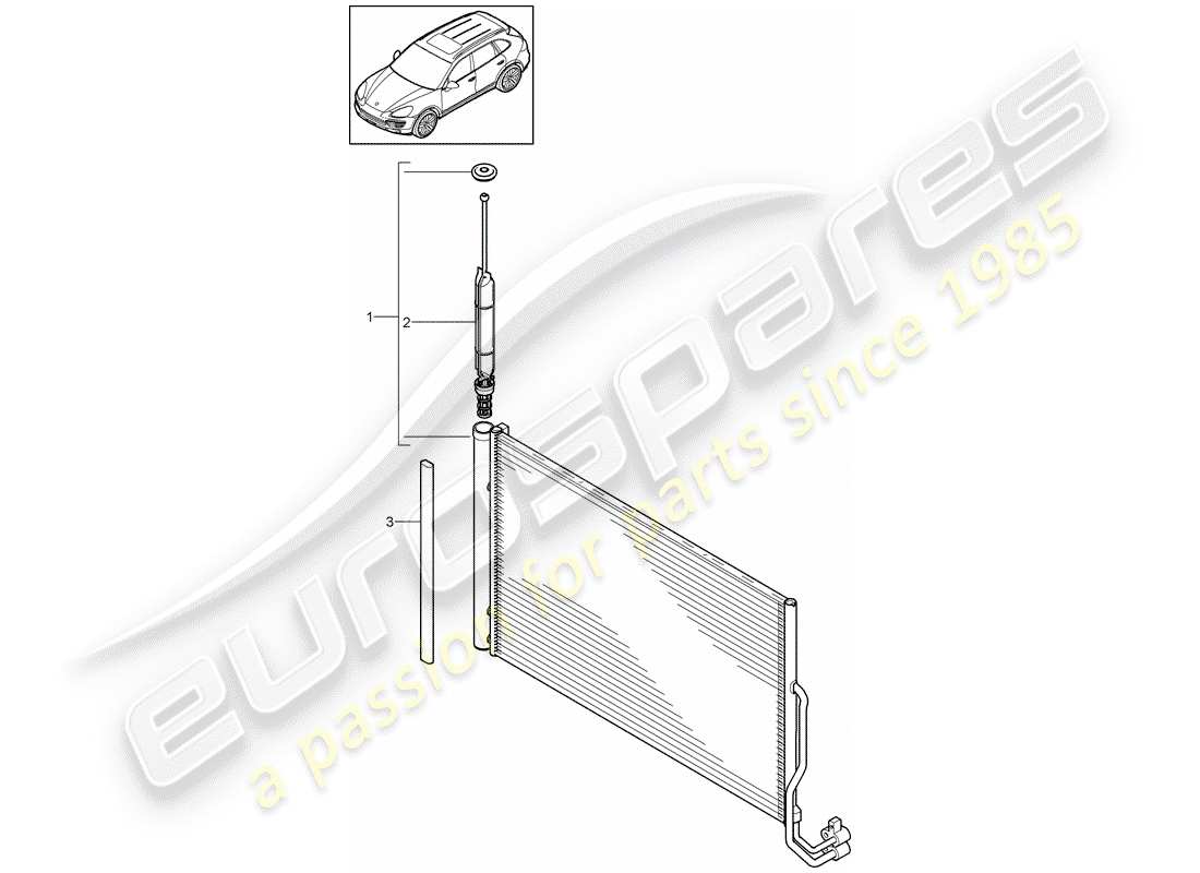 porsche 2013 (cayenne e2 92a) diagramma delle parti del condensatore