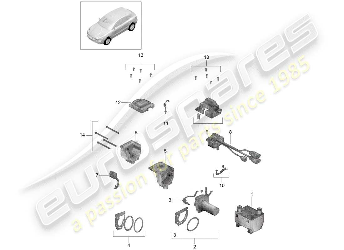 porsche 2016 (macan) riscaldatore aggiuntivo schema delle parti