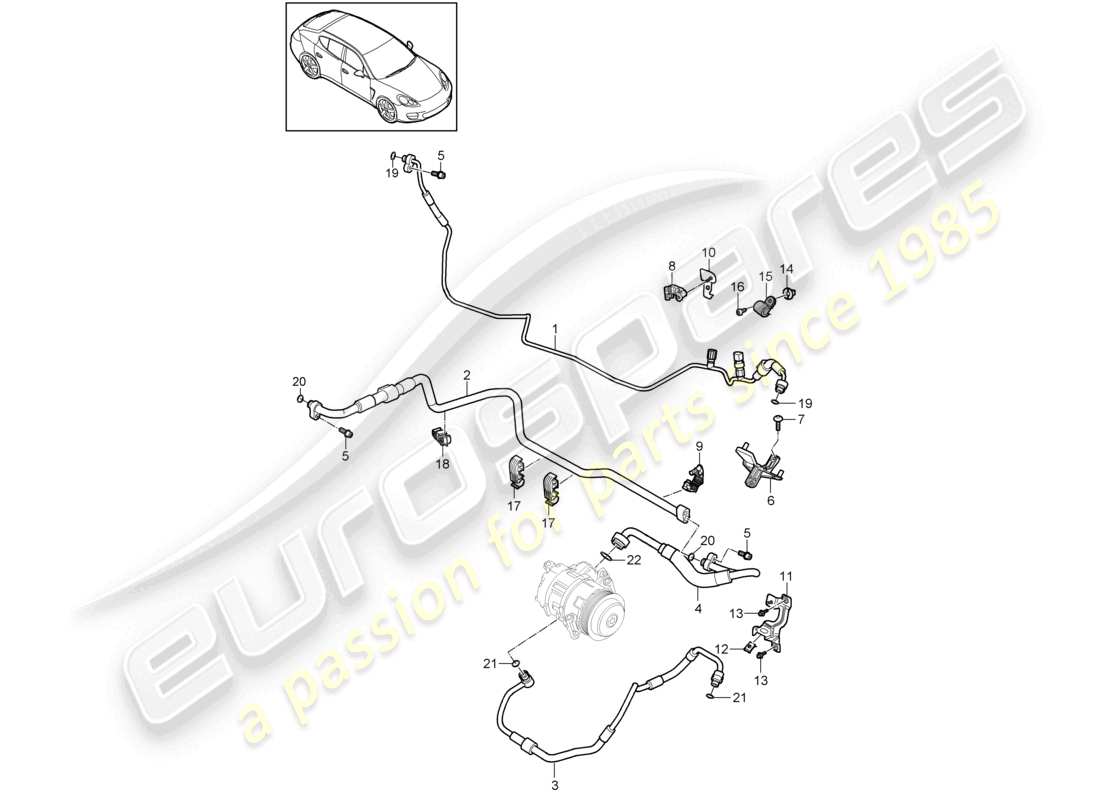 porsche 2010 (cayenne e1 9pa) circuito refrigerante diesel diagramma delle parti