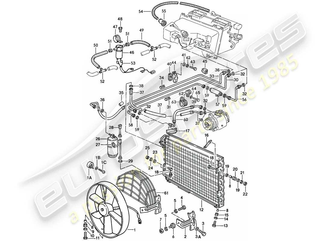 porsche 1984 (928) circuito frigorifero diagramma delle parti