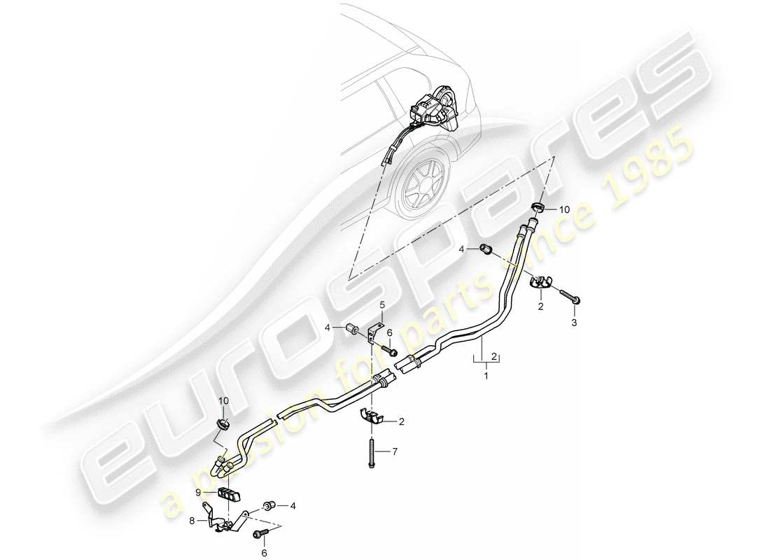 porsche 2008 (cayenne e1 9pa) condotto dell'aria calda diagramma delle parti
