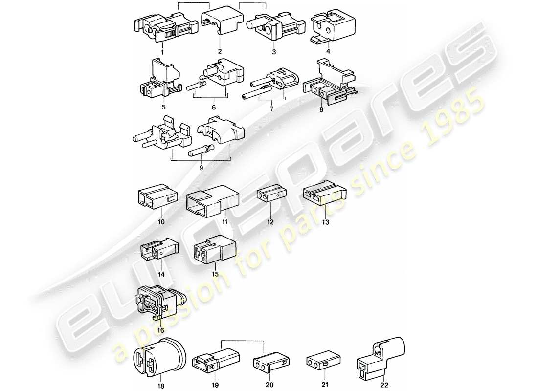 porsche 1987 (924s) alloggiamento del connettore diagramma delle parti