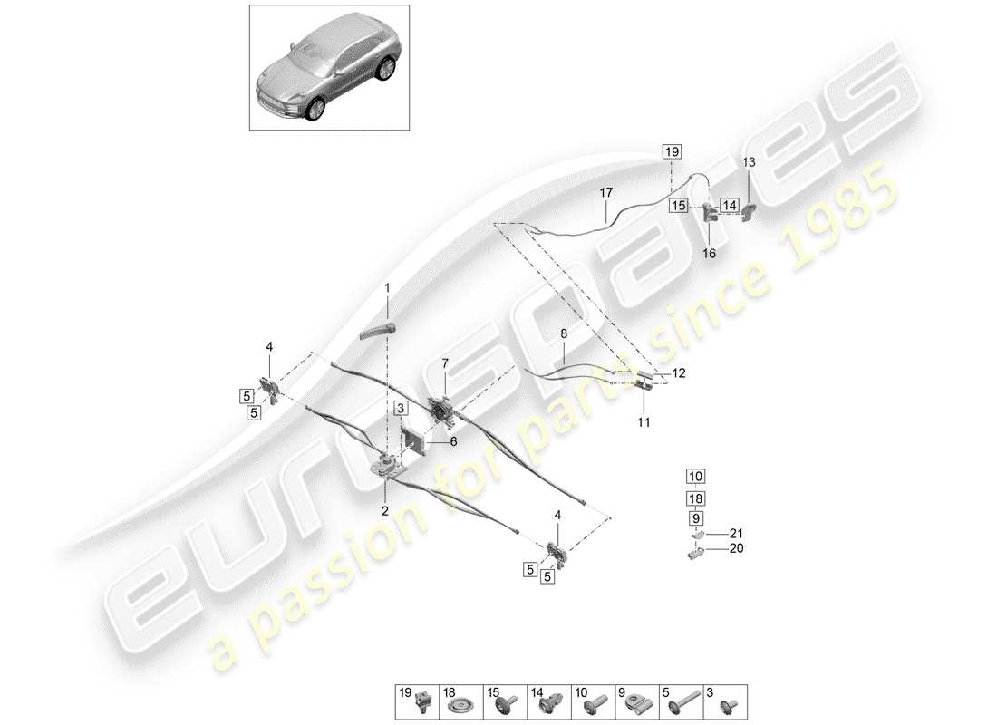 porsche 2019 (macan) copertina diagramma delle parti