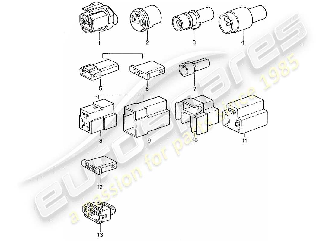 porsche 1991 (944) alloggiamento del connettore - 3-pole diagramma delle parti