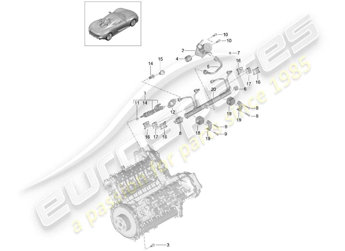 porsche 2015 (918 spyder) tubo di raccolta carburante diagramma delle parti