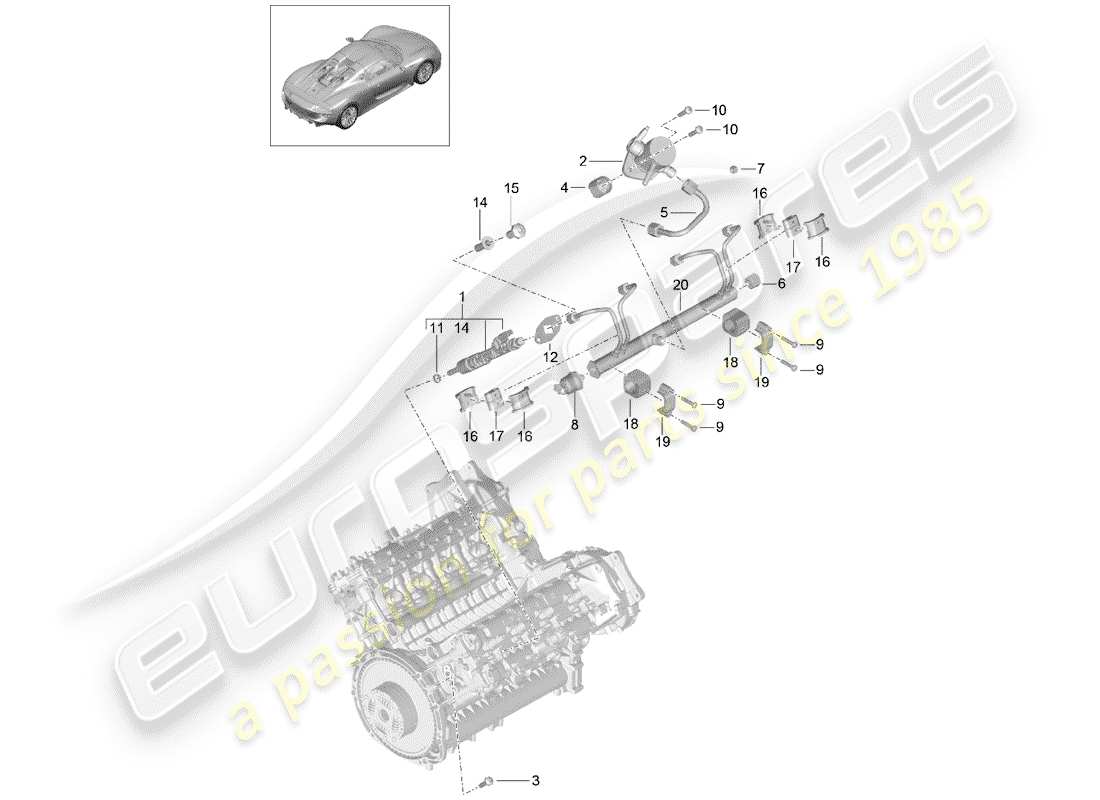 porsche 918 spyder (2015) tubo raccolta carburante schema delle parti