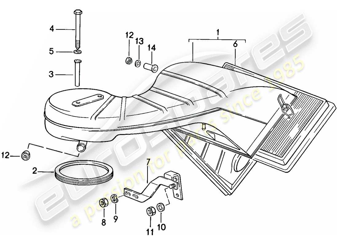 porsche 1985 (911) diagramma delle parti del filtro dell'aria