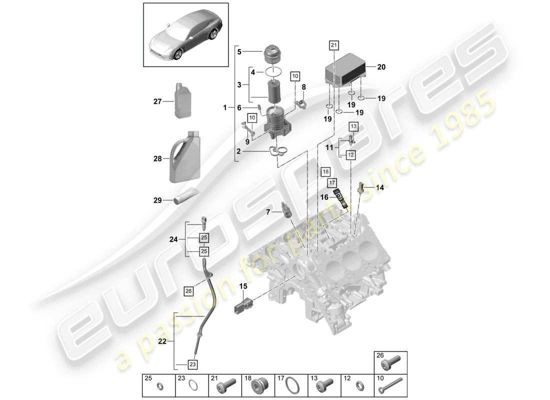 porsche 2017 (panamera 971-1) schema delle parti filtro olio
