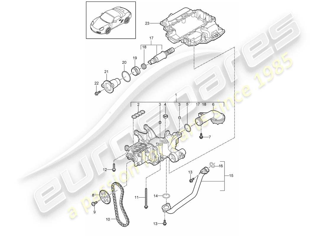 porsche 2011 (987 boxster) pompa dell'olio diagramma delle parti