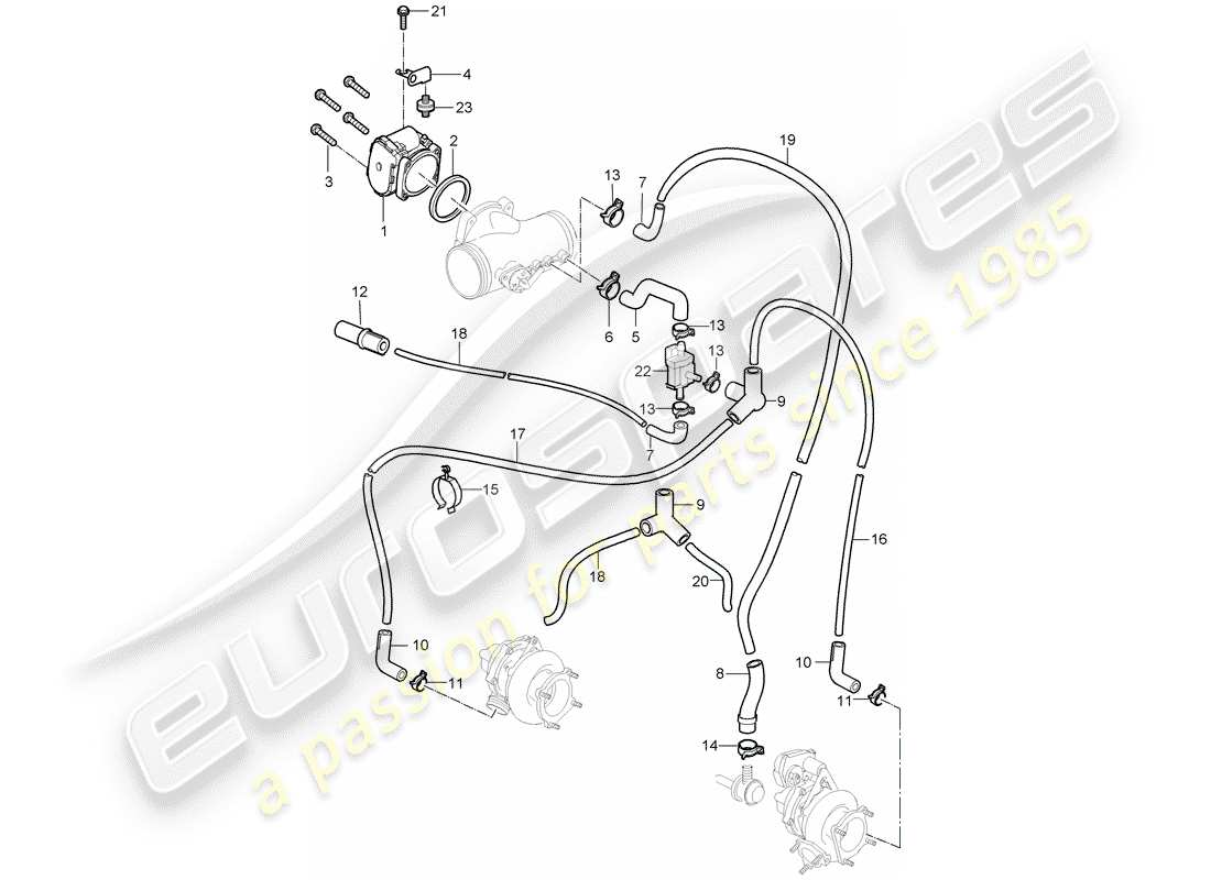 porsche 2009 997-2 turbo / gt2 schema delle parti corpo farfallato