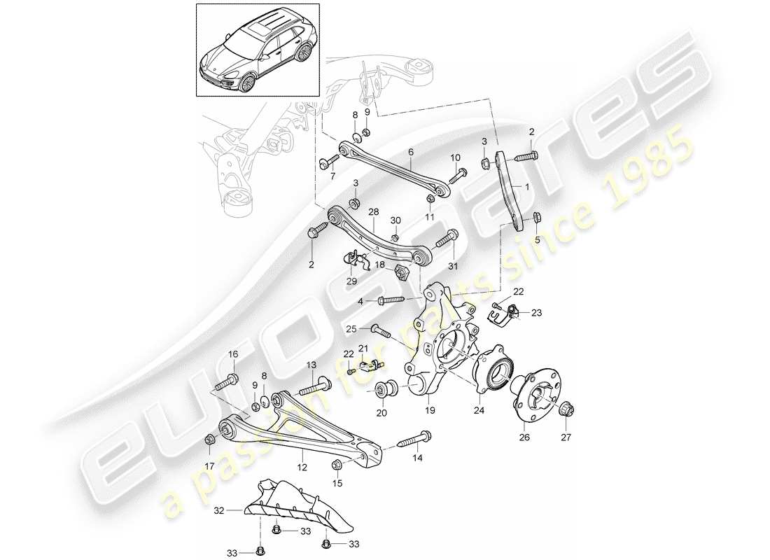 porsche 2015 (cayenne e2 92a) asse posteriore diagramma delle parti