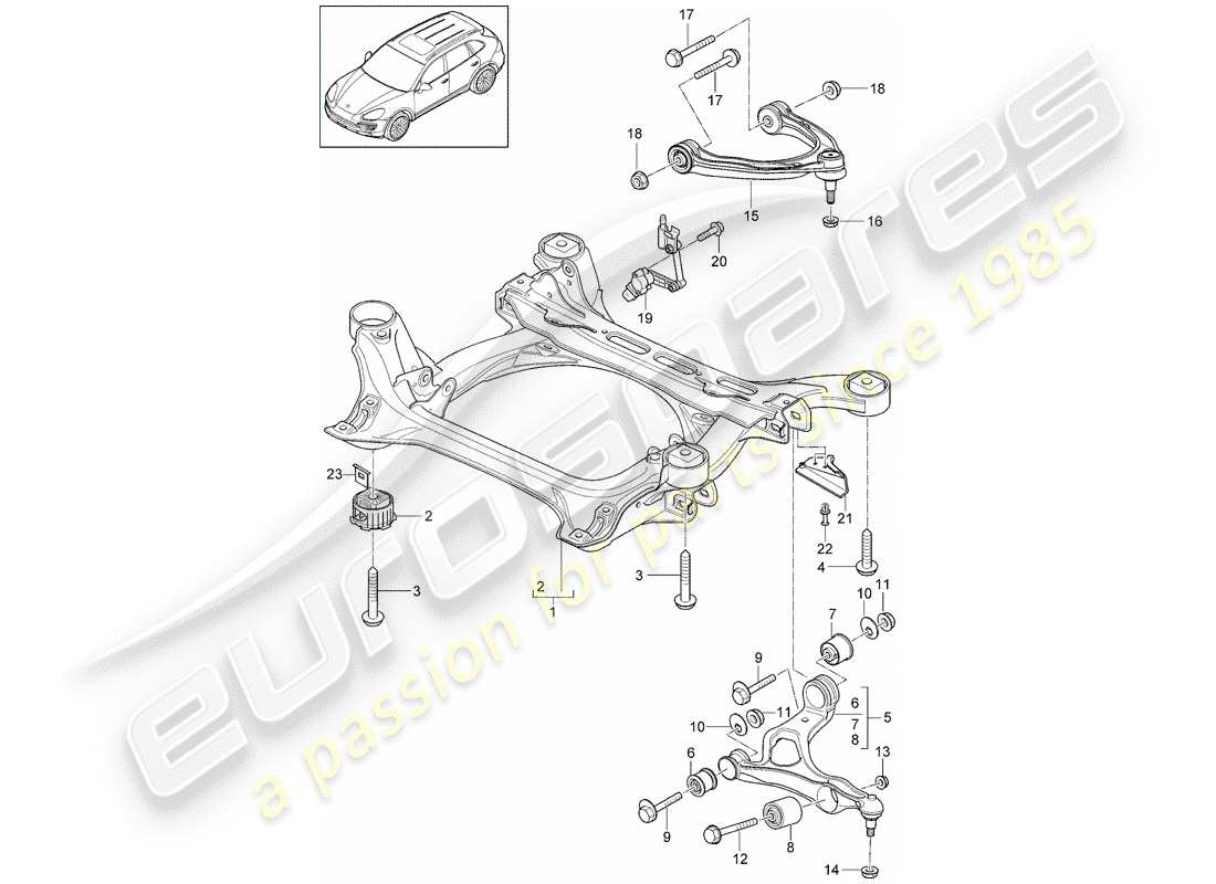 porsche 2016 (cayenne e2 92a) sottotelaio diagramma delle parti