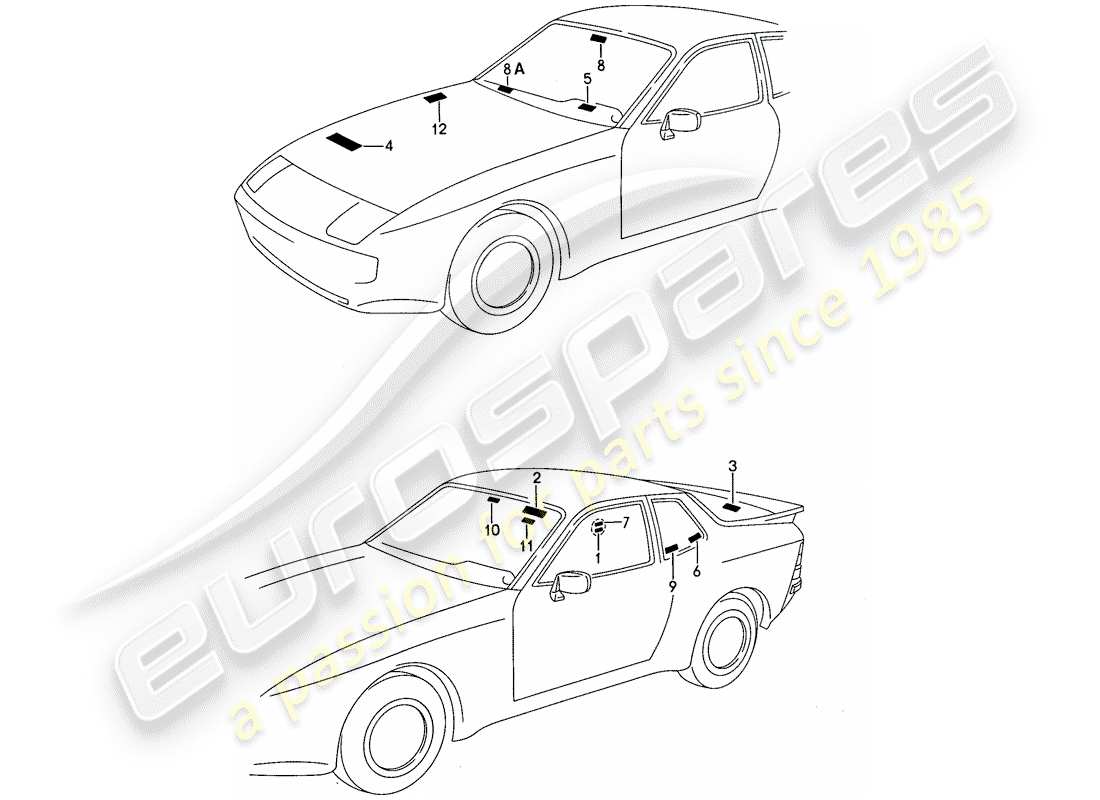 porsche 1991 (944) segnali/avvisi diagramma delle parti