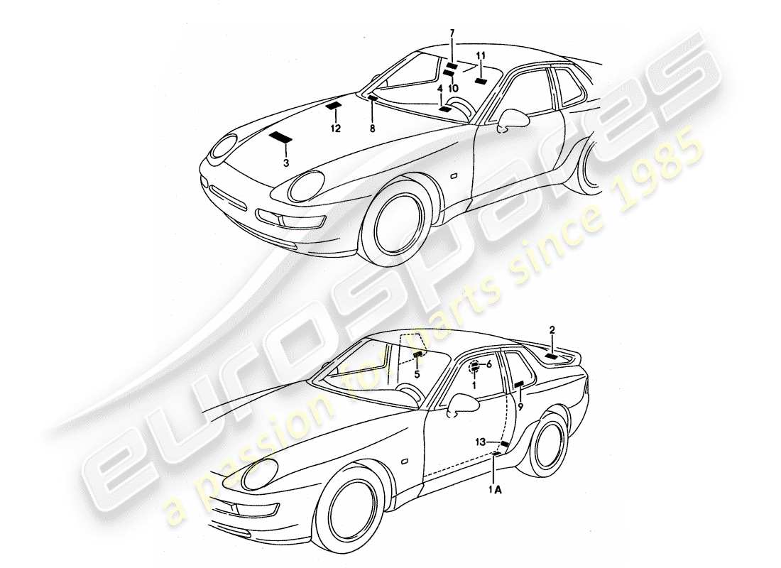 porsche 1992 (968) segnali/avvisi diagramma delle parti