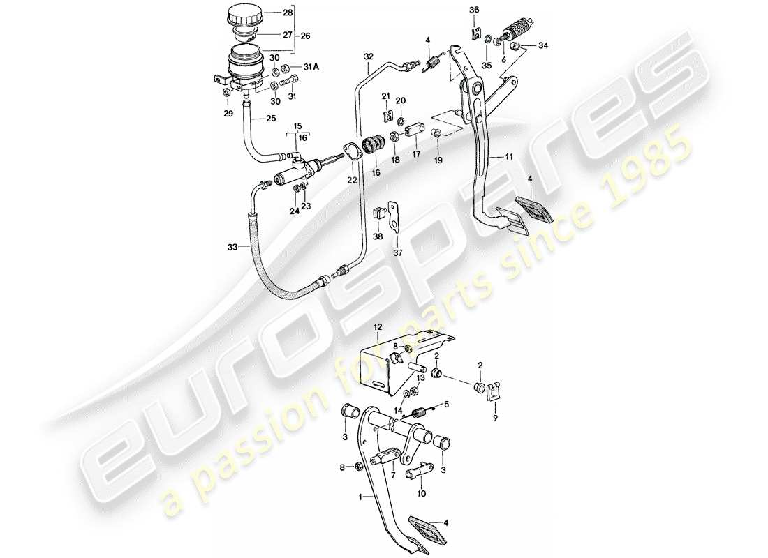porsche 1984 (944) pedali diagramma delle parti