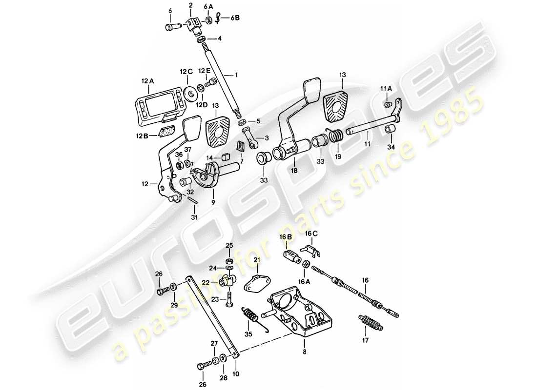 porsche 1981 (911) pedali diagramma delle parti