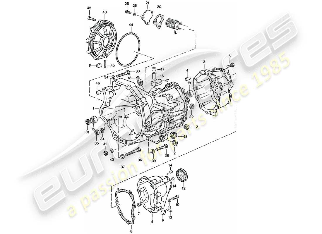 porsche 1982 (944) trasmissione di ricambio - scatola trasmissione - cambio manuale schema delle parti