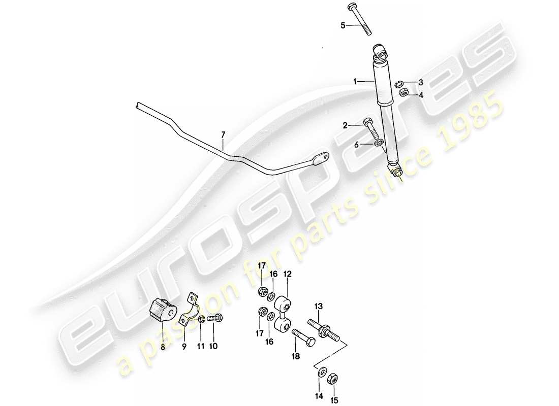 porsche 1987 (924s) ammortizzatore di vibrazioni - stabilizzatore schema delle parti