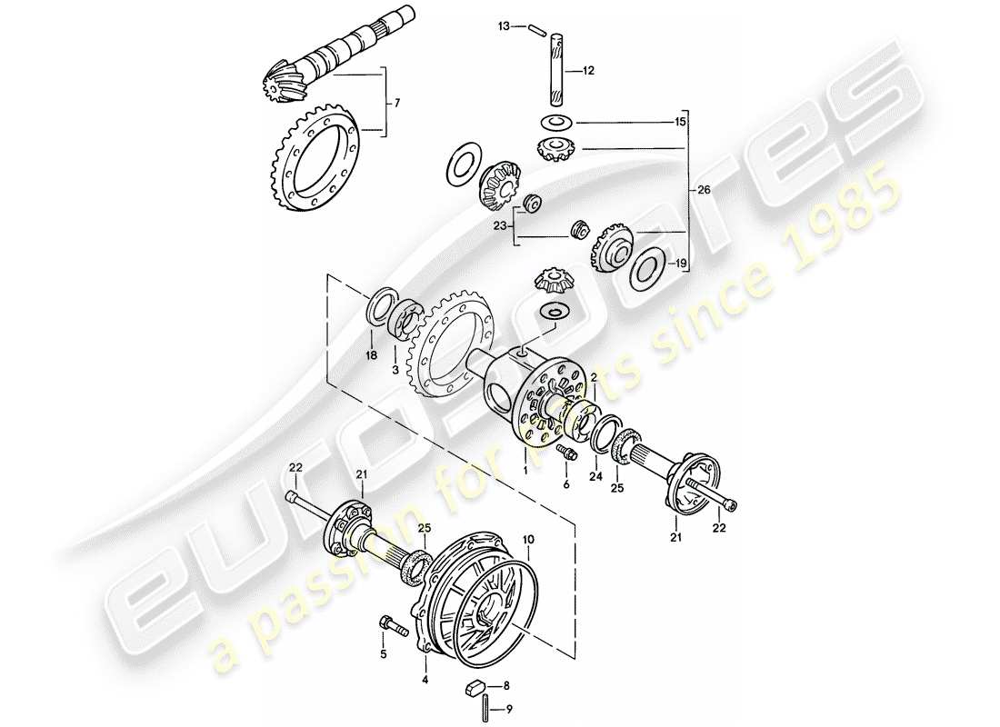 porsche 1977 (924) differenziale - 4-speed diagramma delle parti