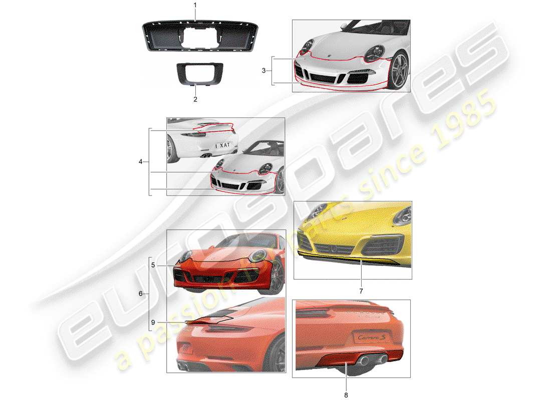 porsche 2012 (tequipment 98x/99x) pacchetto sport design schema delle parti