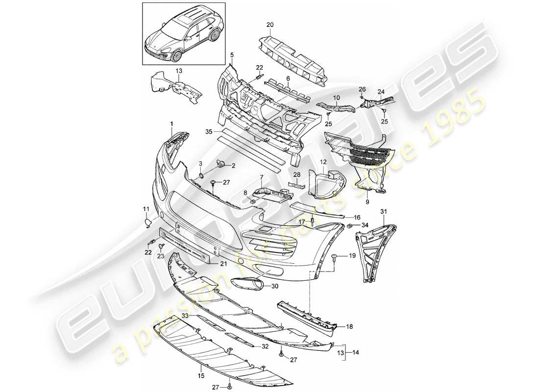 porsche 2016 (cayenne e2 92a) liner diagramma delle parti