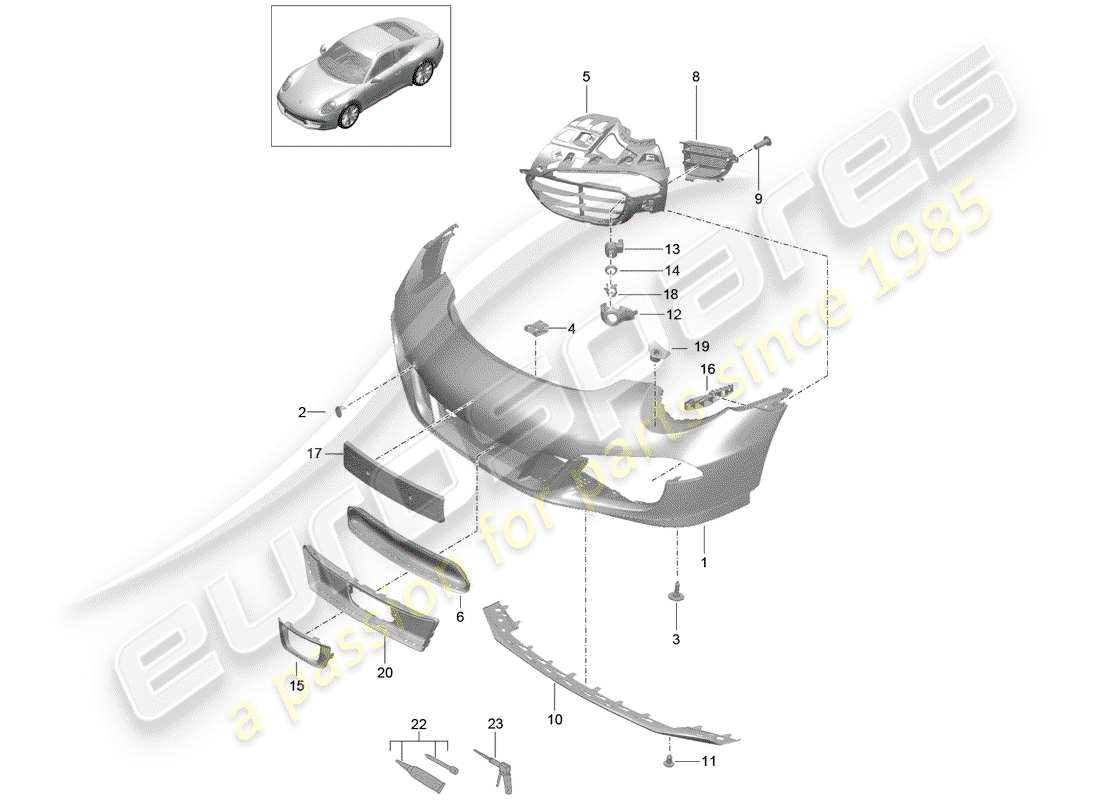 porsche 2014 (991-1) paraurti diagramma delle parti
