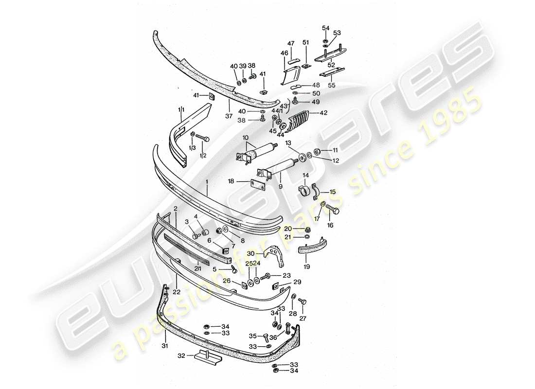 porsche 1976 (911 turbo) paraurti diagramma delle parti
