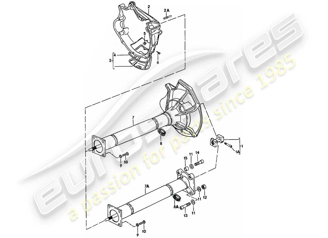 porsche 1978 (924) tubo centrale diagramma delle parti