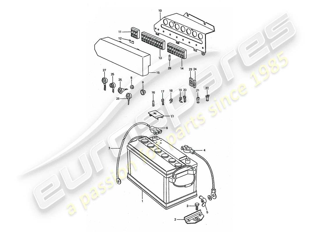 porsche 1976 (911 turbo) batteria - piastra diagramma delle parti