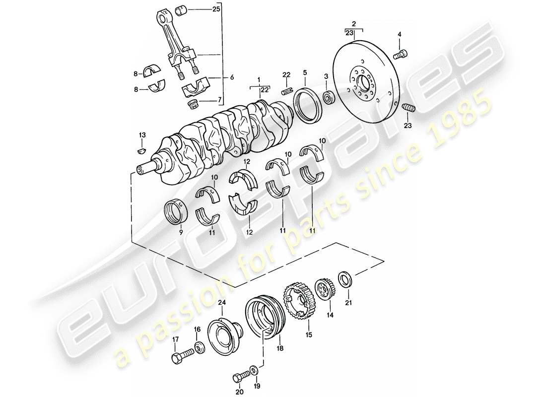 porsche 1988 (924s) albero motore - biella diagramma delle parti