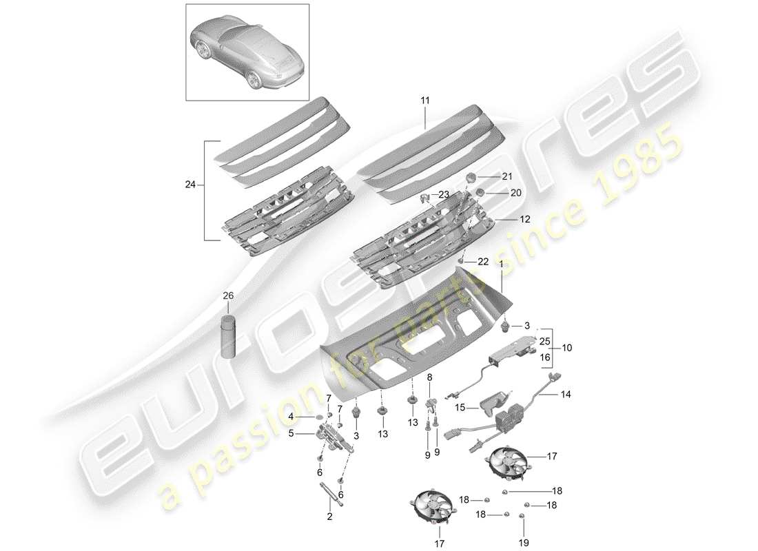 porsche 2014 (991-1) copertina diagramma delle parti