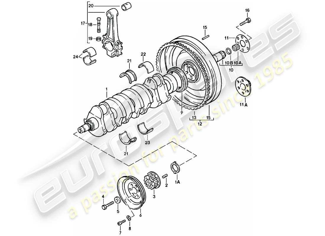 porsche 1984 (924) albero motore - biella diagramma delle parti