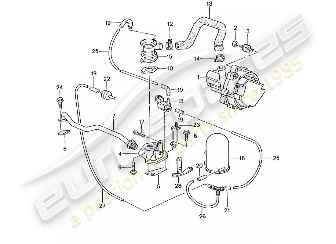 porsche 1999 (986 boxster) pompa aria secondaria - - d - mj 2000>> - mj 2002 schema delle parti