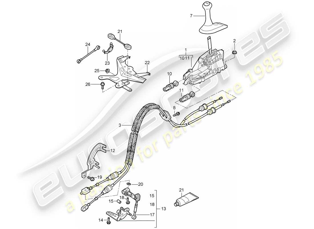 porsche 2007 (987 cayman) controllo della trasmissione diagramma delle parti