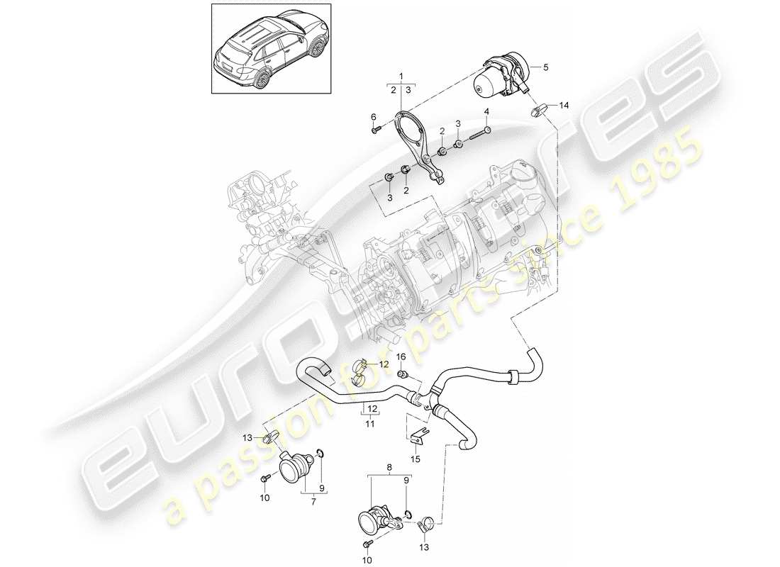 porsche 2016 (cayenne e2 92a) pompa aria secondaria diagramma delle parti