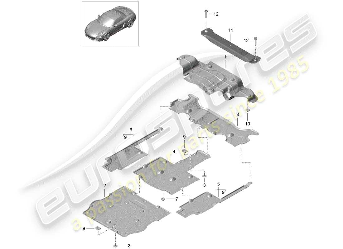 porsche 2016 (981 boxster) liner diagramma delle parti