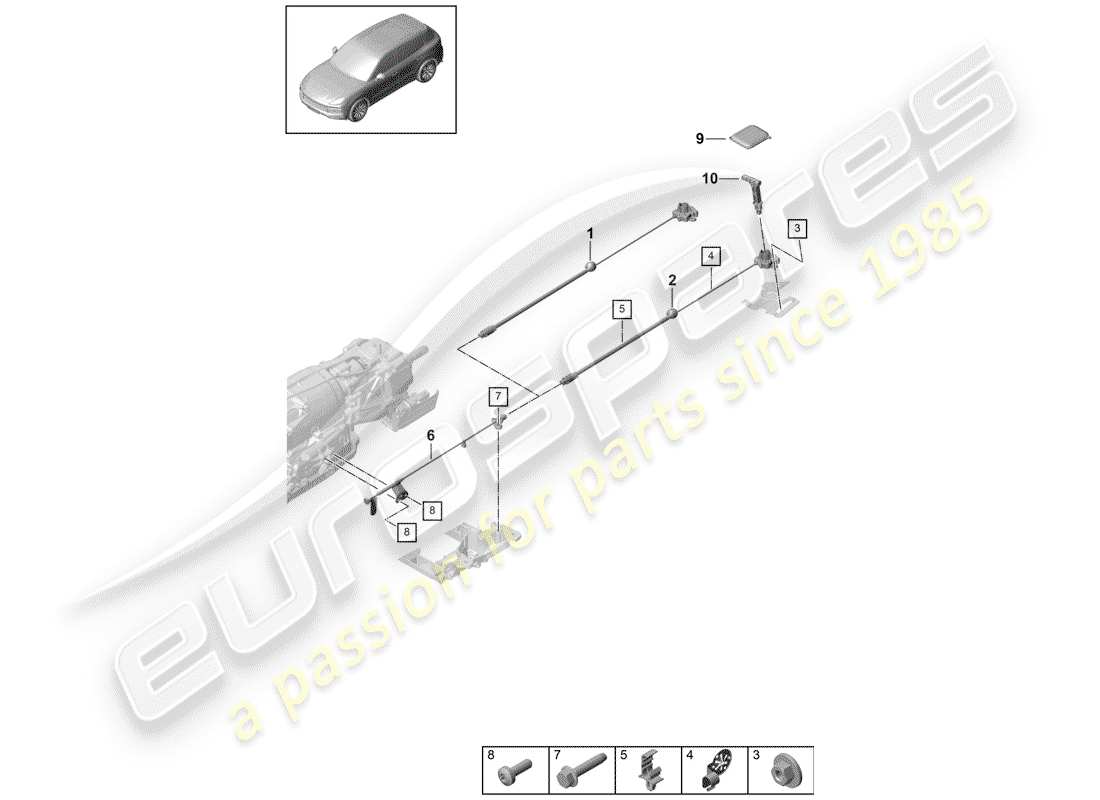 porsche 2020 (cayenne e3 9ya/9yb) unità di attuazione per schema delle parti