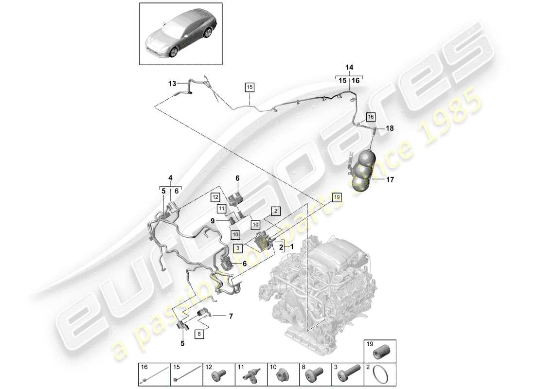 porsche 2017 (panamera 971-1) schema delle parti del sistema di vuoto
