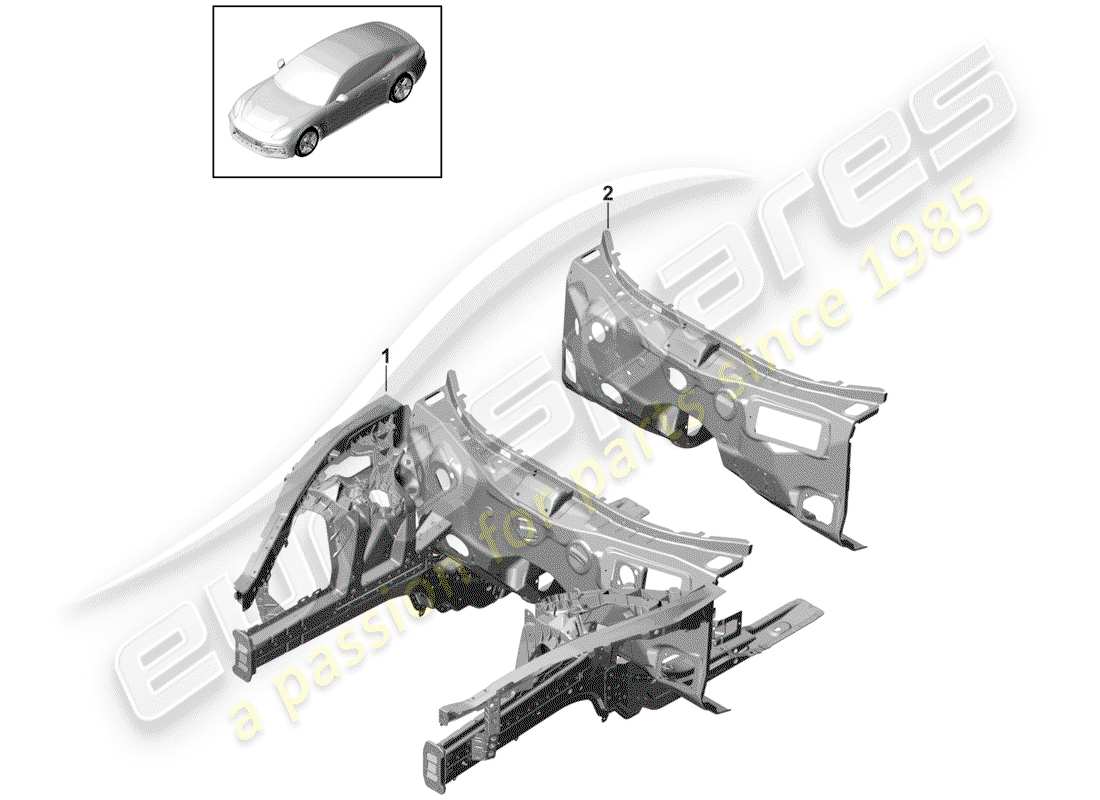 porsche 2017 (panamera 971-1) schema delle parti frontale