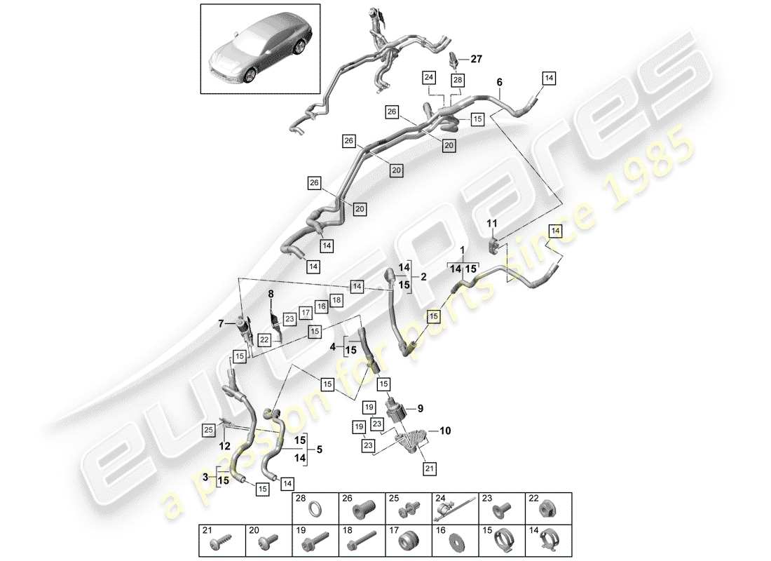 porsche 2017 (panamera 971-1) diagramma delle parti del riscaldatore