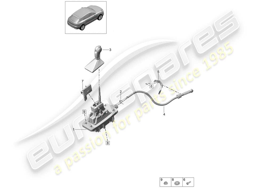 porsche 2020 (macan) leva del selettore schema delle parti